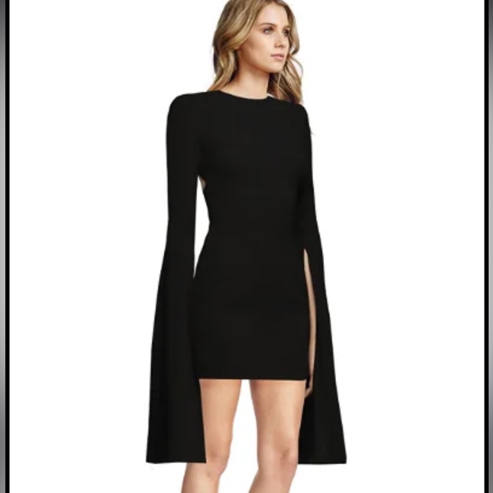 Alex Perry Black Long Sleeve Open Back Mini Dress uk8/Us 4 NWT